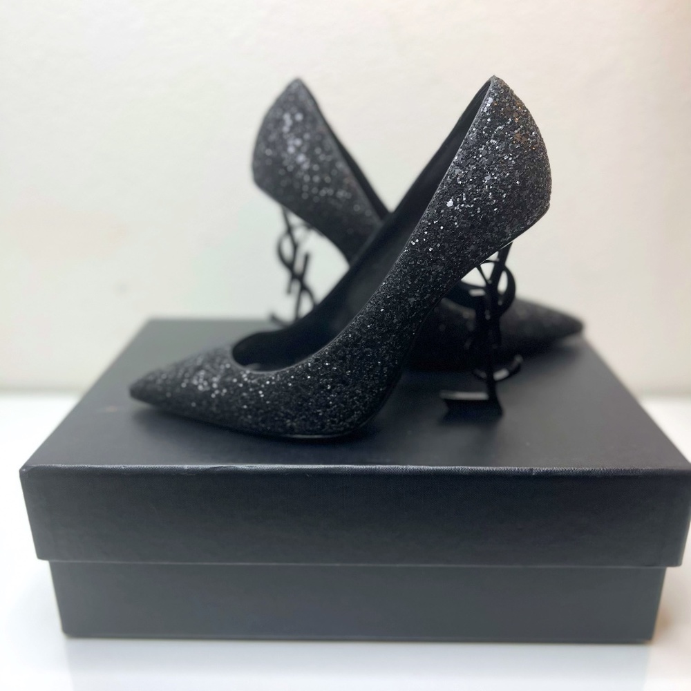 YVES SAINT LAURENT (YSL) Glitter Opyum 100 Pumps 37 Black